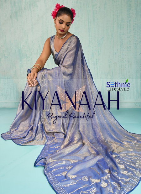 Kiyanaah By Sethnic Dual Tone Velvet Chiffon Designer Saree Wholesale Market In Surat
